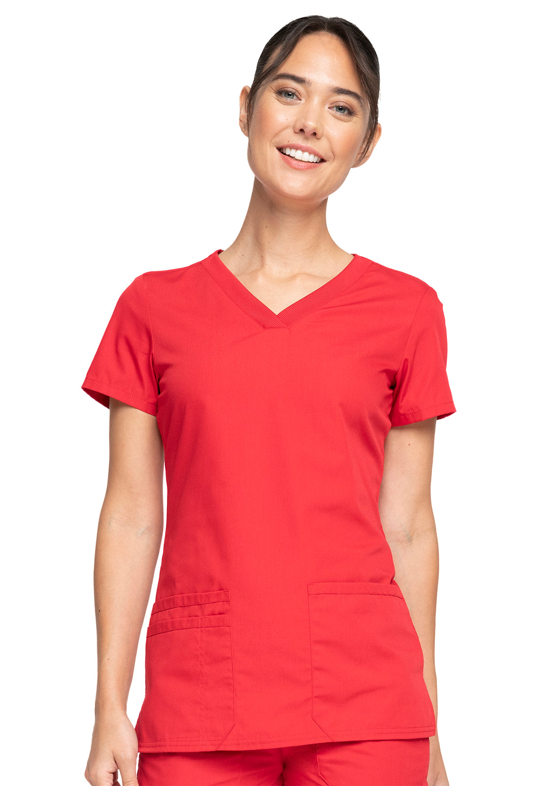 Women's V-Neck Top - Red